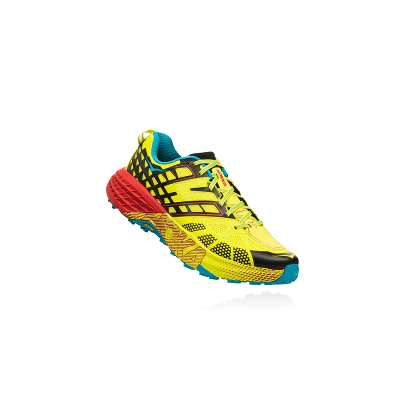 Męskie buty trailowe Hoka One One SpeedGoat 2 AW18 żółto-czerwone