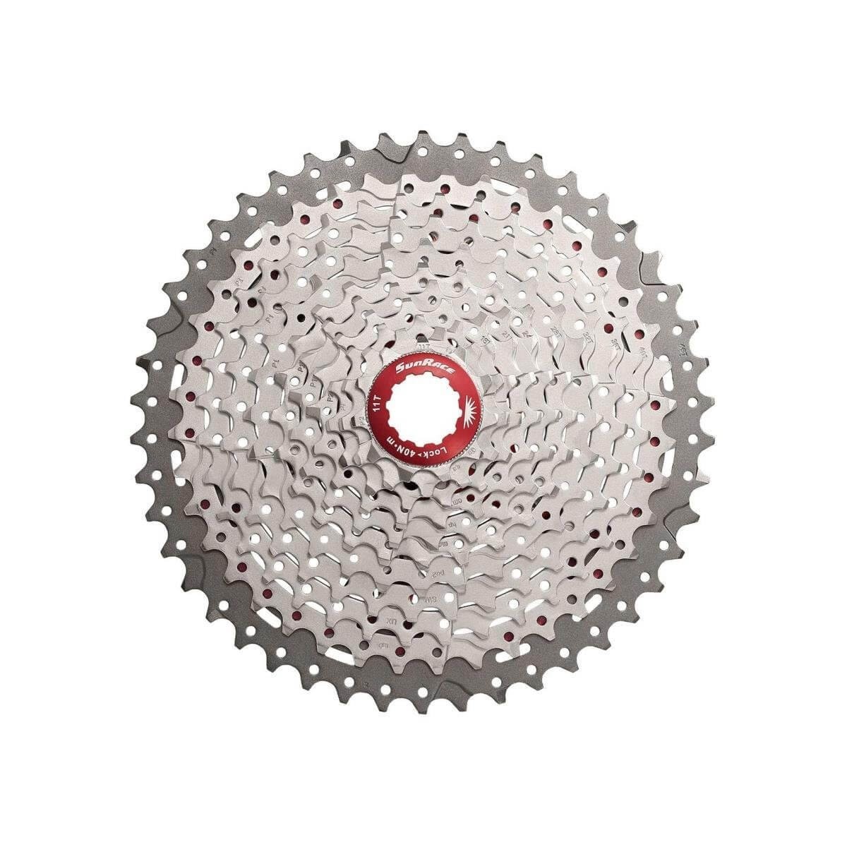 SunRace MX8 Casette, 11-speed, 11-46 Metallic Silver