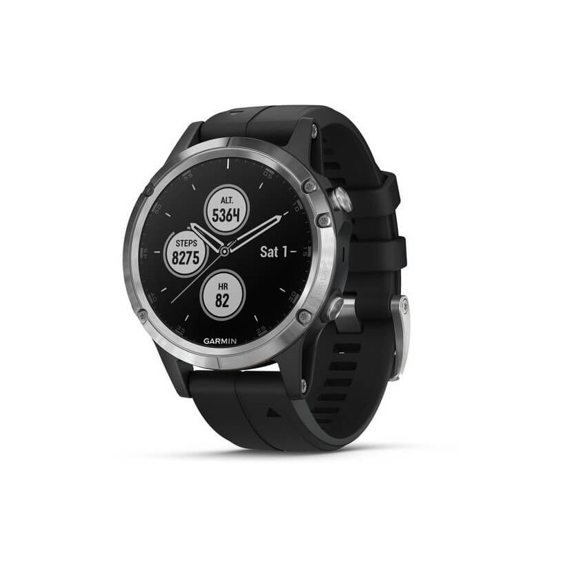 Garmin Fenix 5 Plus Silber mit schwarzem Armband