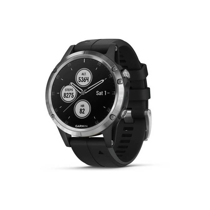 Garmin Fenix 5 Plus srebrny z czarnym paskiem