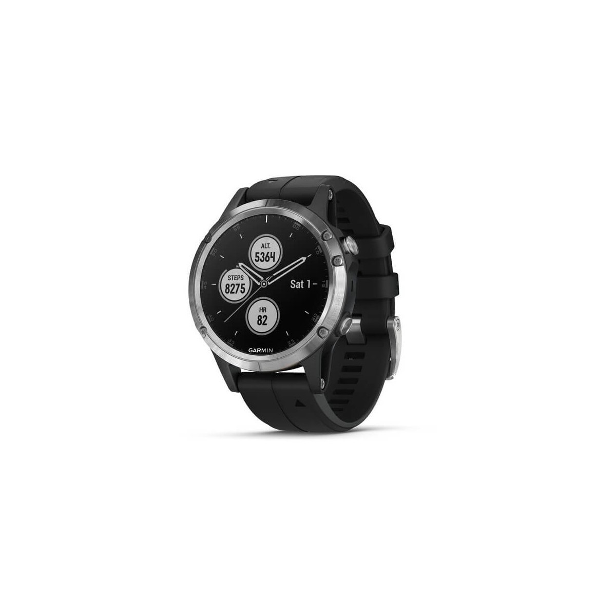 Garmin Fenix 5 Plus plata con correa negra