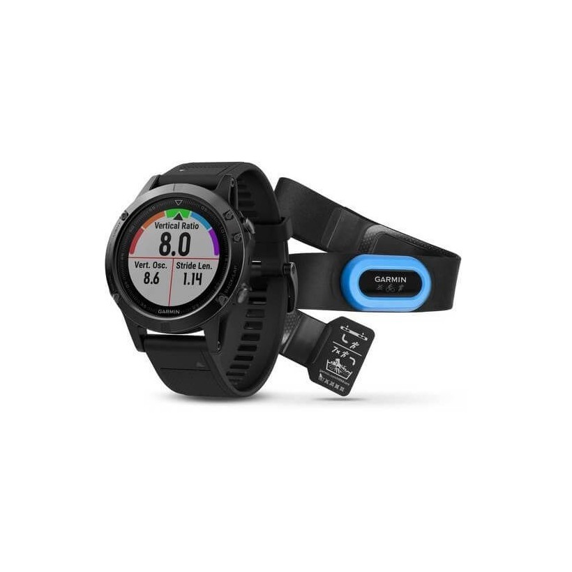Garmin Fenix 5 Plus Sapphire noir avec bracelet noir, pack interprète