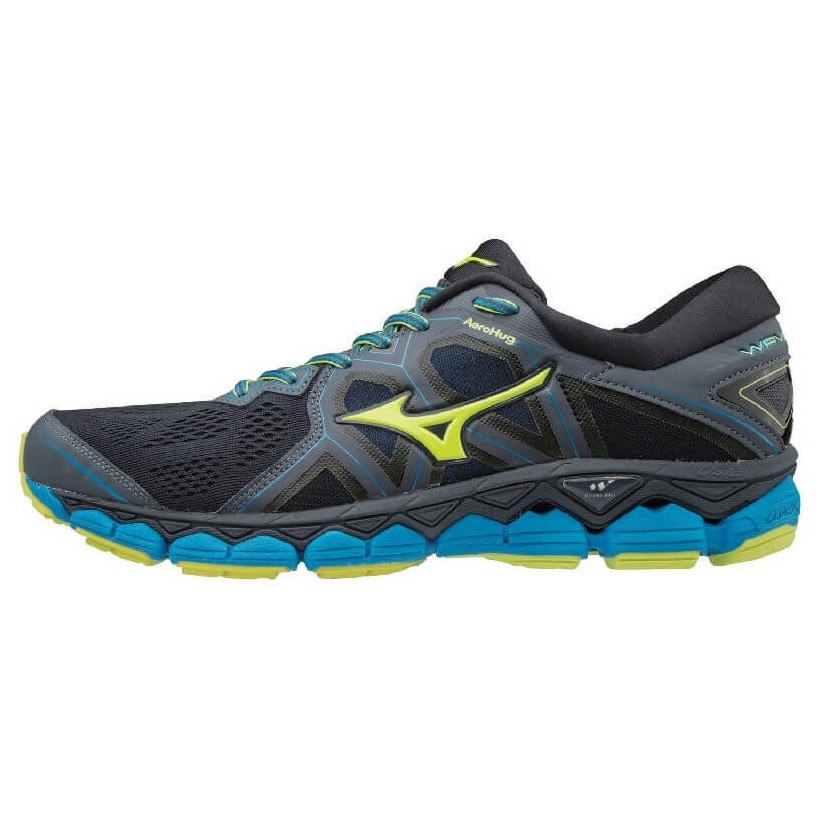 Zapatillas Mizuno Wave Sky 2 Negro Azul Amarillo Hombre