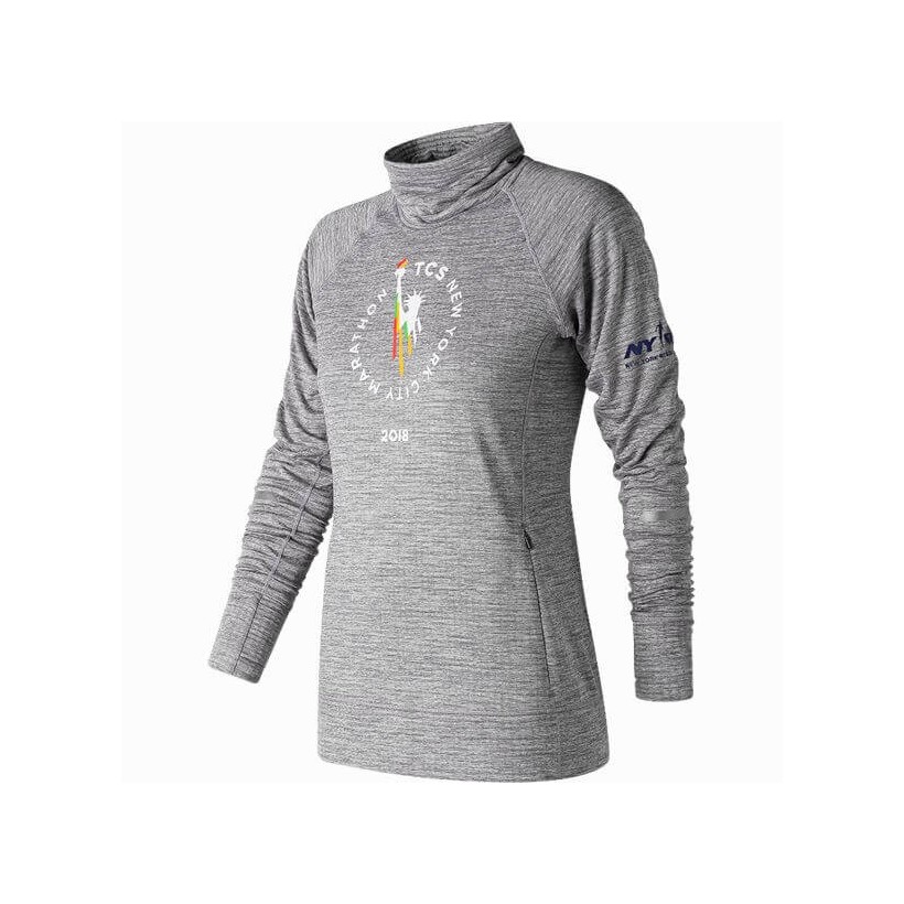 Long Sleeve T-Shirt New Balance Heat Po New York Marathon Gray Woman AW18