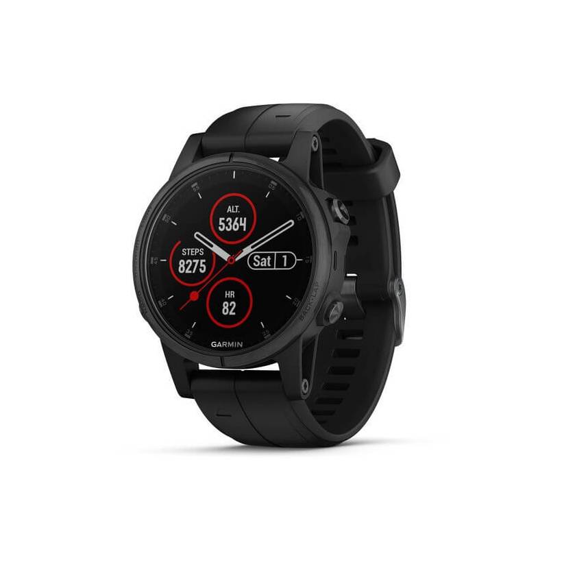 Garmin Fenix 5S Plus Safira preta com pulseira preta