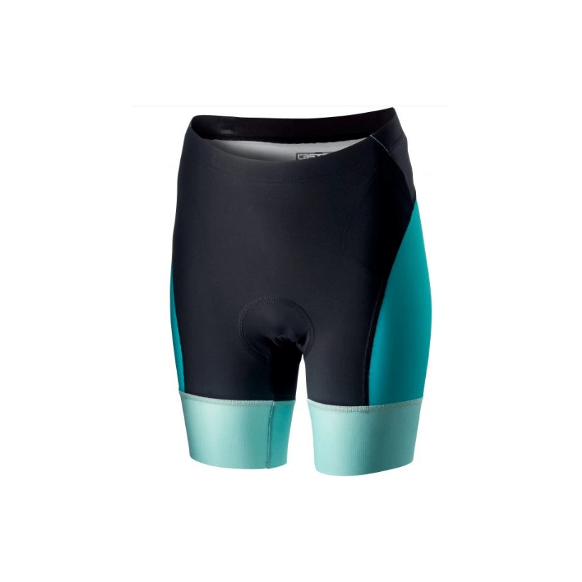 Castelli Free Tri Rosso Corsa bib shorts strapless turquoise blue woman