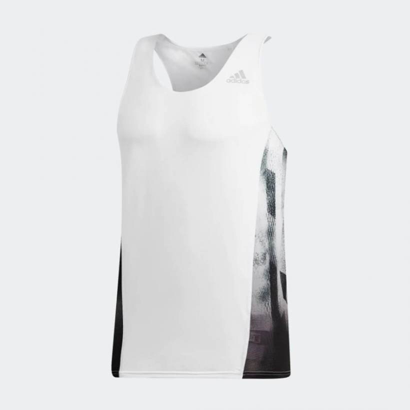 T-shirt da corsa Adidas Sub 2 Singlet bianca nera