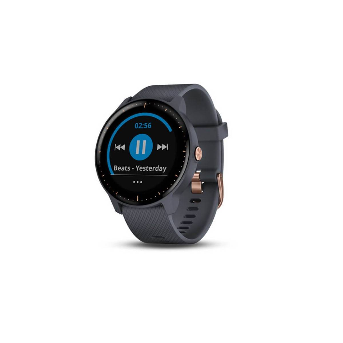 Music  günstig Kaufen-Garmin Vivoactive 3 Music Granite Blau und Gold. Garmin Vivoactive 3 Music Granite Blau und Gold <![CDATA[Garmin Vivoactive 3 Music Granite Blau und Gold Edelstahlzifferblatt. Schwarzes Silikonband. Integriertes GPS. Das erste tragbare Garmin-Gerät, das 