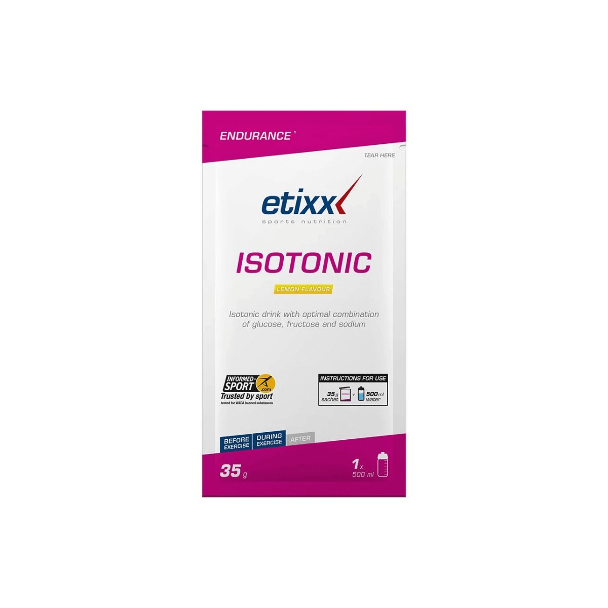 ETIXX günstig Kaufen-Isotonische Etixx 35g Zitrone. Isotonische Etixx 35g Zitrone <![CDATA[Isotonische Etixx 35g Zitrone Isotonisches Getränk, reich an Kohlenhydraten, in einer Kombination aus 2/1 Zuckern (Glucose / Fructose) + Elektrolyten. Die 2: 1-Formel (Maltodextrin (be