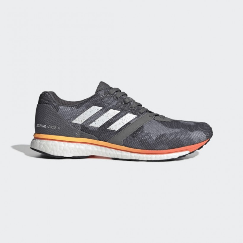 Adidas Adizero Adios 4 Laufschuhe Grau Camouflage Orange AW19