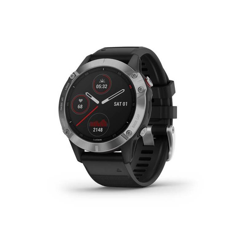 Garmin Fenix 6 Silver com pulseira preta