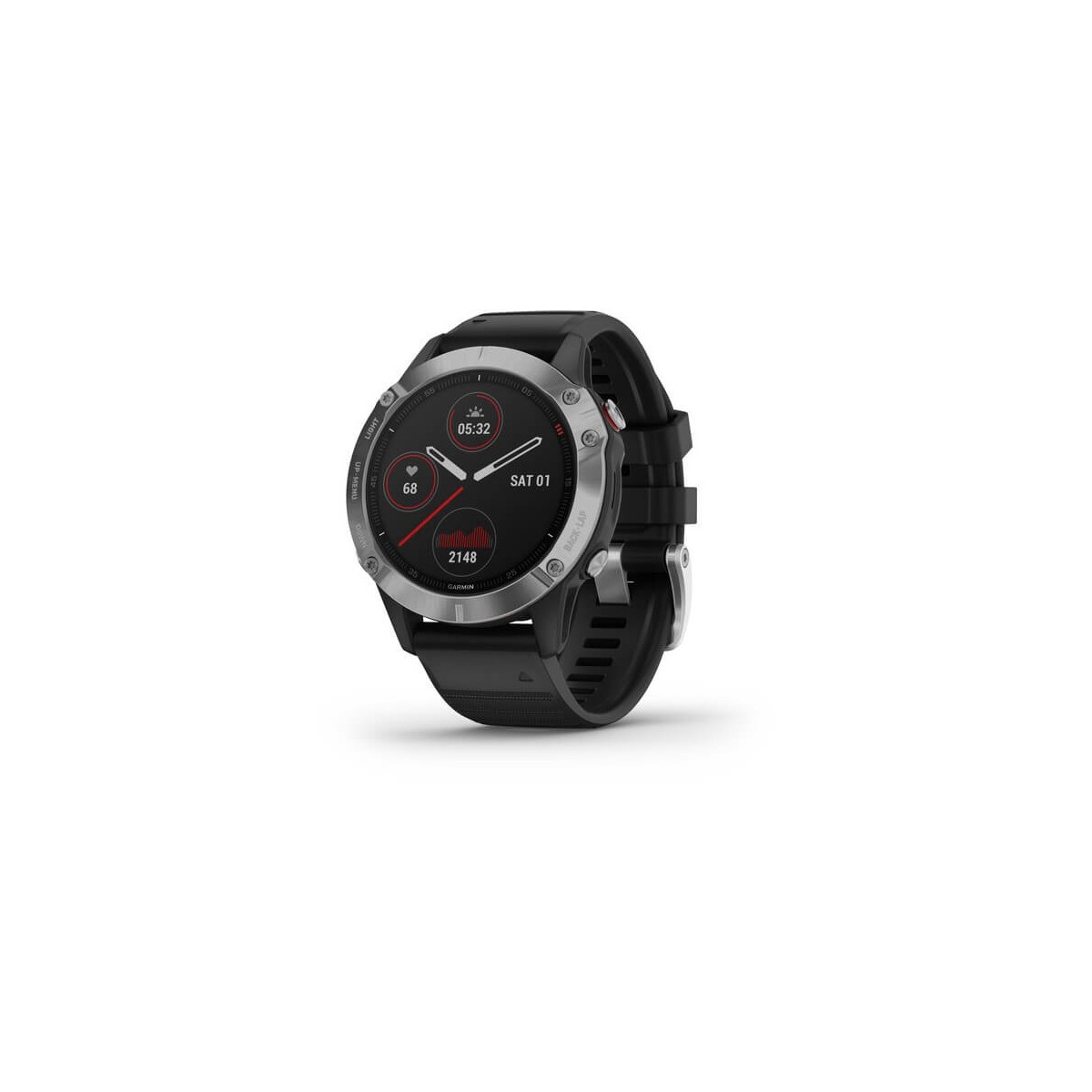 Garmin Fenix 6 Plata con correa negra