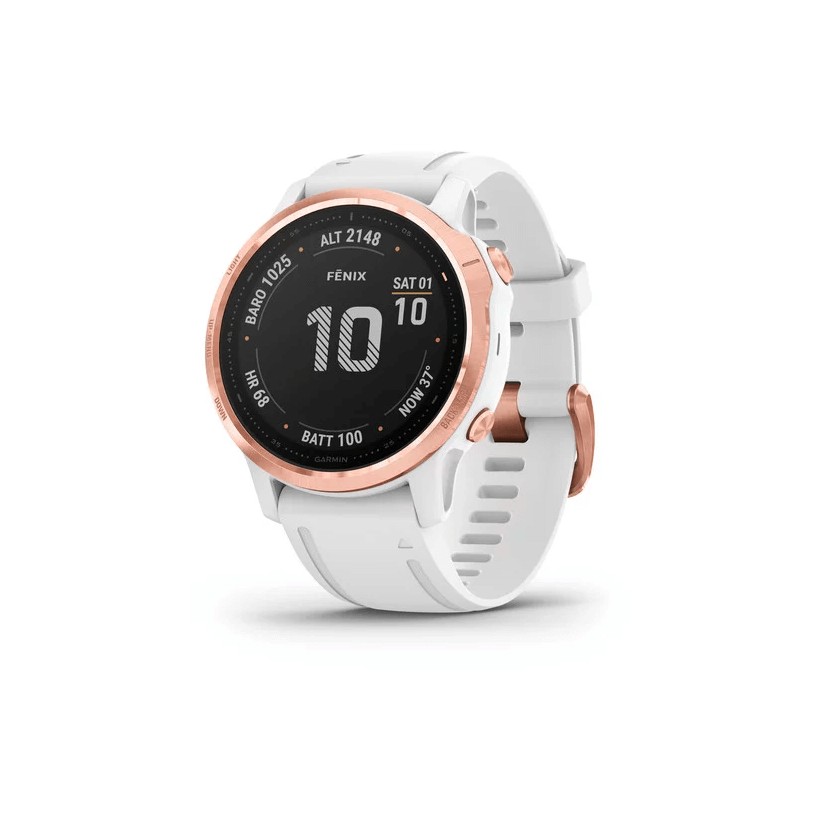 Garmin Fenix 6S Pro Rose Gold, blanco con correa blanca