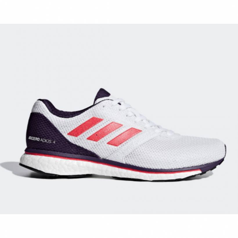 Adidas Adizero Adios 4 Chaussures Femme Blanche Rouge Violet SS19
