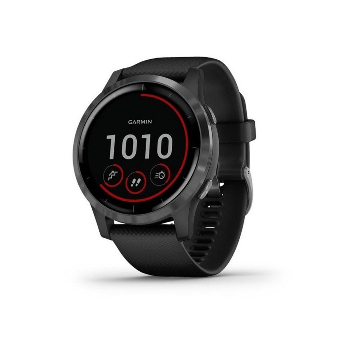Garmin Vivoactive 4 Black Slate Stainless Steel Bezel with Black Case and Silicone Band