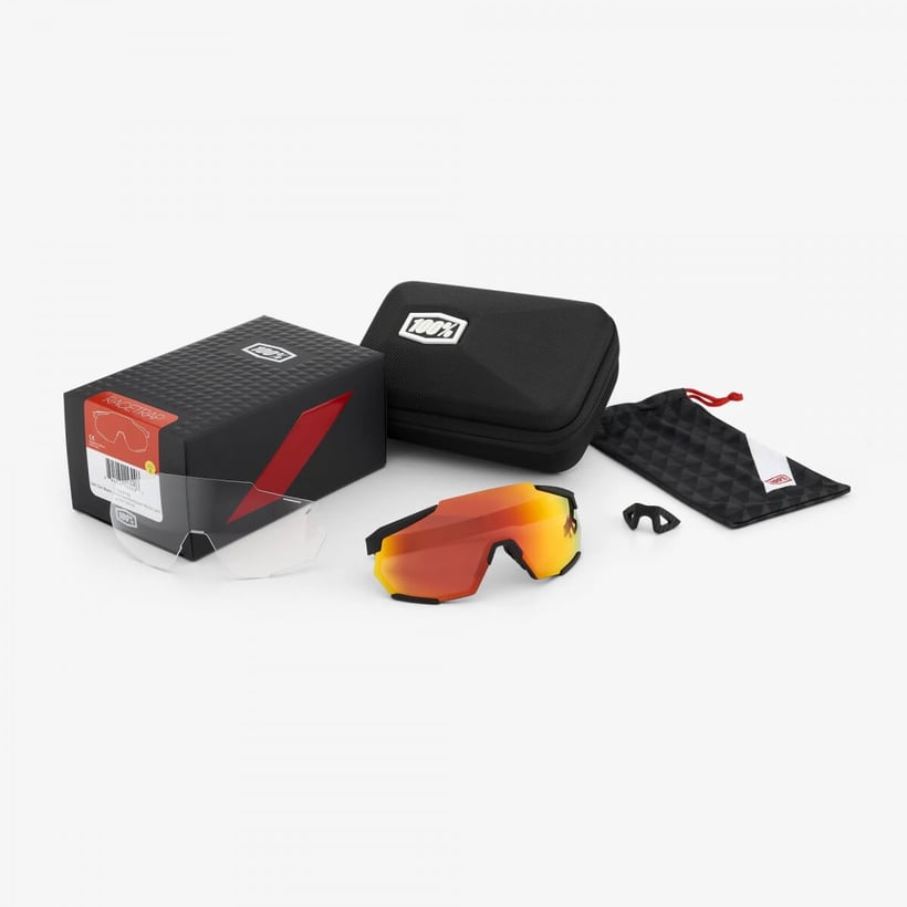 100% Soft Tact Black - Hyper Red Multilayer Mirror Lens Bril