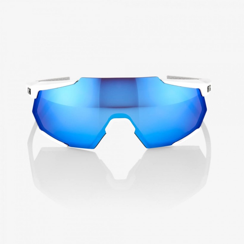 100 Racetrap Matte White Goggles Hyper Blue Multilayer Mirror Lens