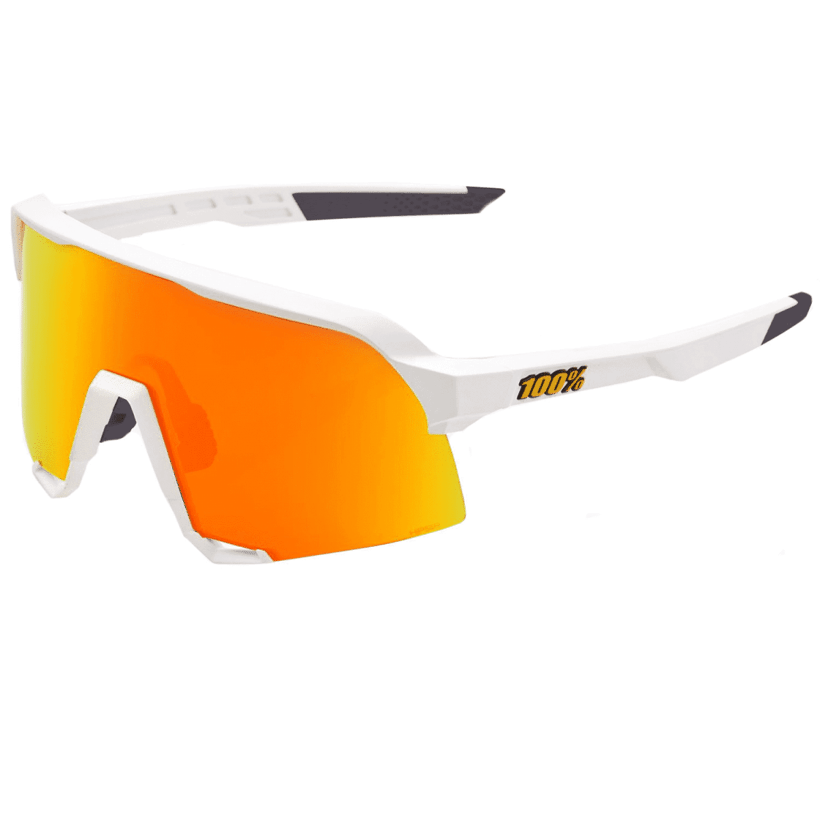 Glasses 100% S3 Soft Tact White - Hyper Red Multilayer Mirror Lens