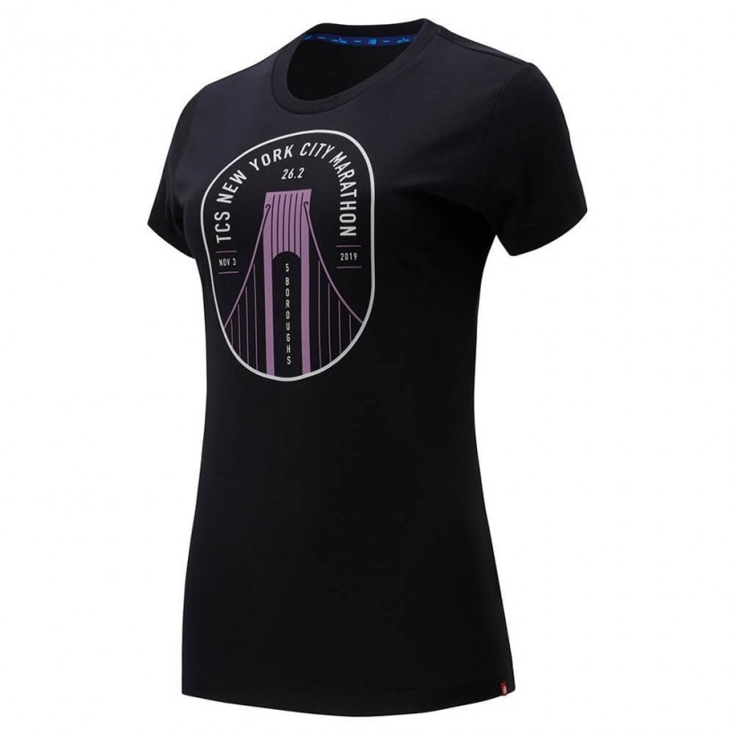 New Balance New York City Marathon Schwarzes grafisches Damen-T-Shirt