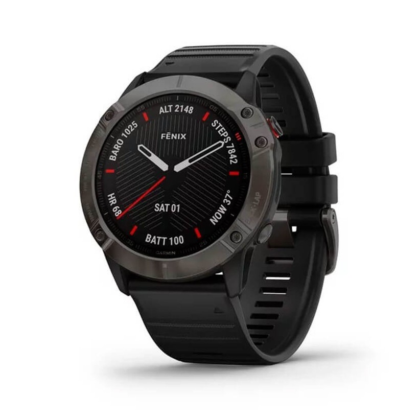 Garmin Fenix 6X Sapphire DLC gris carbón con correa negra