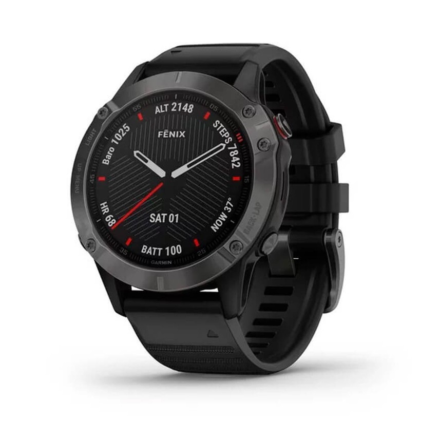 Garmin Fenix 6 Sapphire charcoal gray with black strap