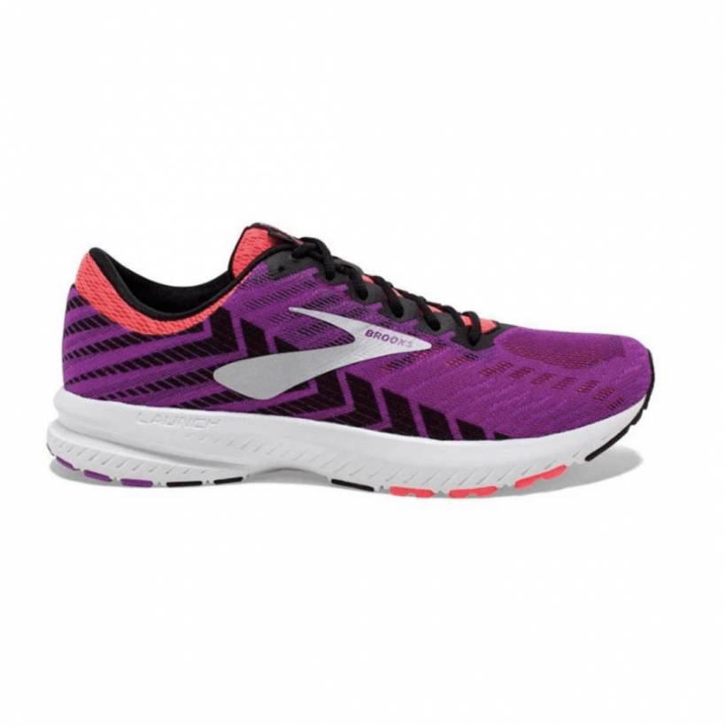 Brooks Launch 6 Violet Noir Corail Femmes Chaussures