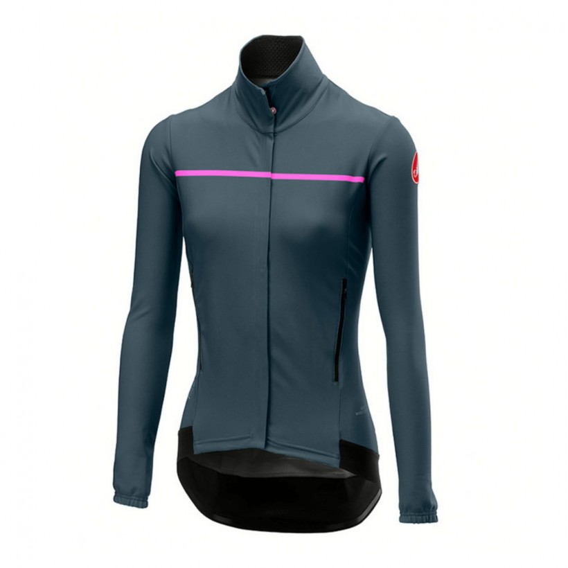 Castelli Perfetto Windstopper Rosso Corsa Long Sleeve Light Gray Woman Jersey