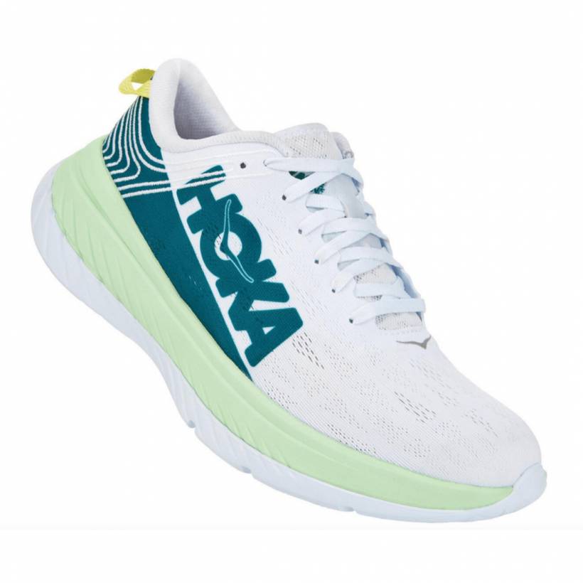 Sapatos masculinos Hoka One One Carbon X Branco Verde SS20