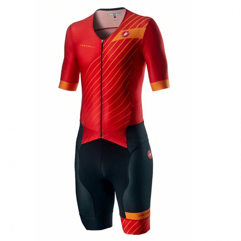 Castelli Free Sanremo 2 Rosso Corsa Trisuit z krótkim rękawem Czerwony Pomarańczowy Męski