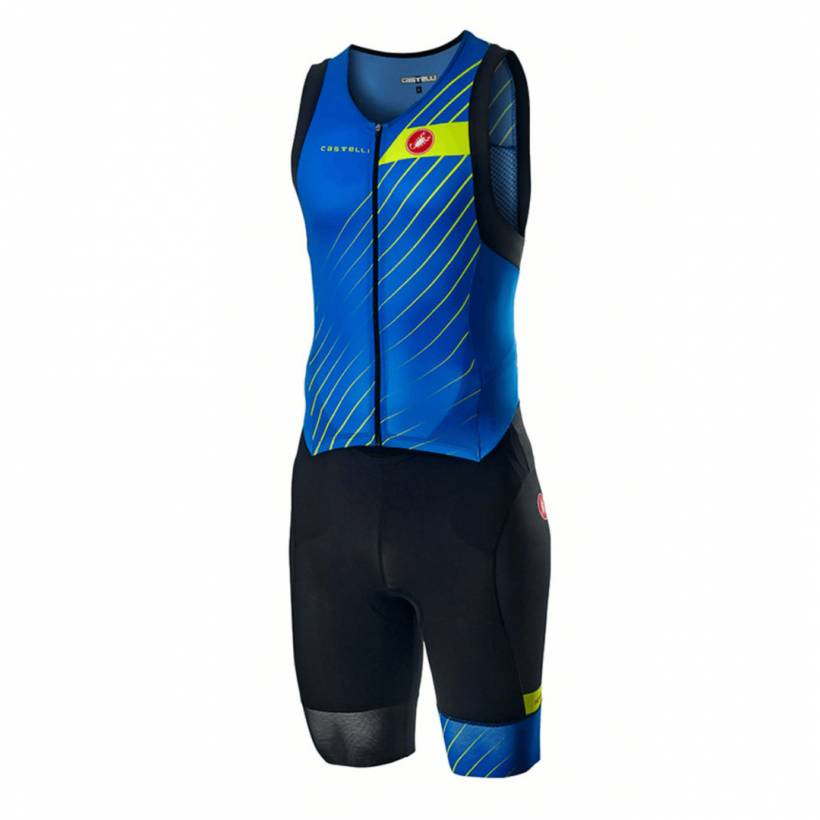 Castelli Free Sanremo Rosso Corsa Trisuit bez rękawów Granatowo-żółty Fluor Męski