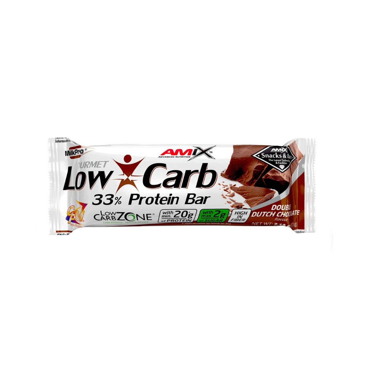 Barrita Proteica Amix Low-Carb 33% Doble Chocolate 60g
