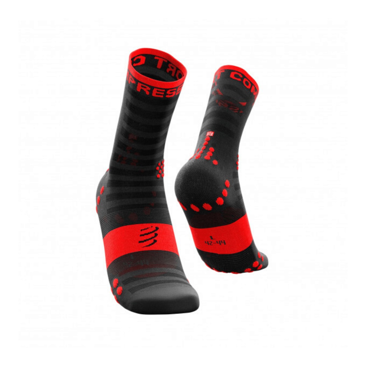 Chaussettes De Vélo Compressport ProRacing V3 Ultra Légères Noir Rouge, Taille Taille 2
