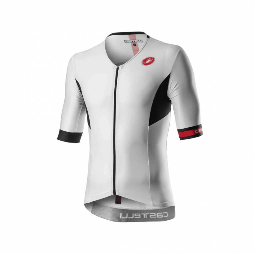 Camisa de manga curta branca Castelli Free Speed 2 Race Top Rosso Corsa