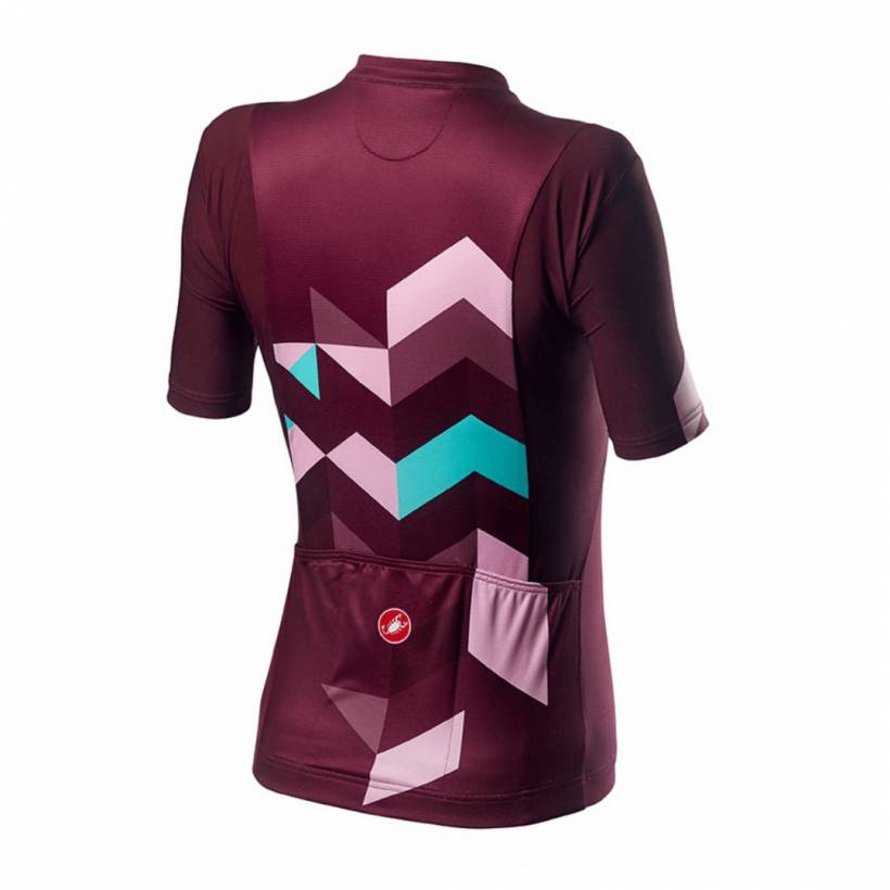 Maillot Manches Courtes Castelli Unlimited Grenat Rose Bleu Femme