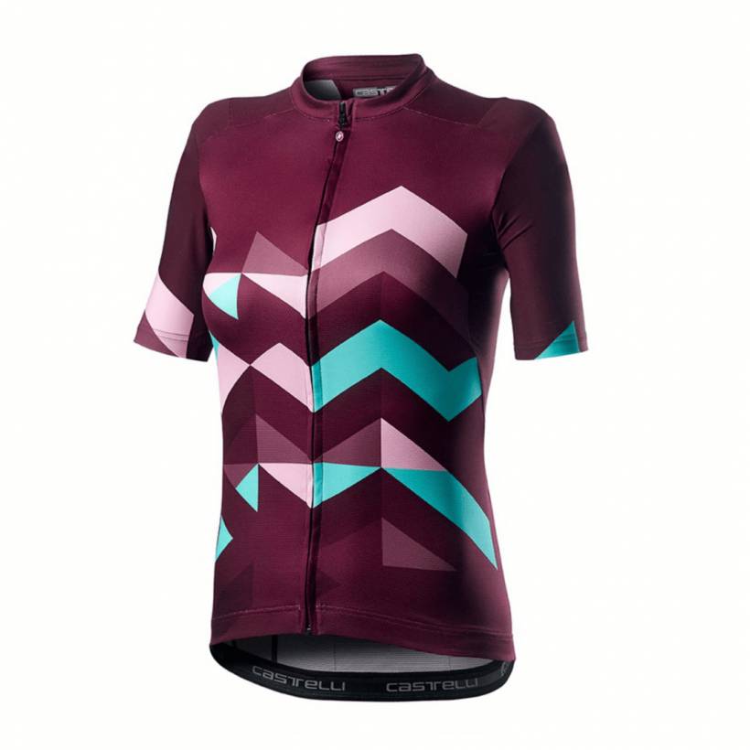Maillot Manches Courtes Castelli Unlimited Grenat Rose Bleu Femme