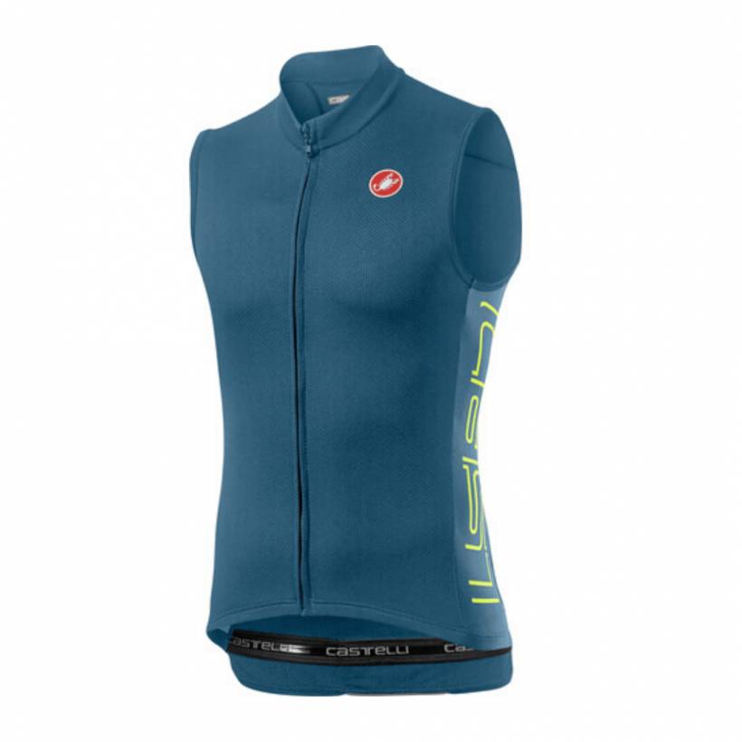 Maglia Smanicata Castelli Entrata V Acciaio Azzurro Uomo