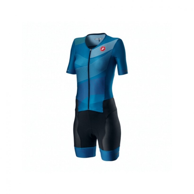 Castelli Integral Free Sanremo 2 W Suit Short Sleeve Blue Trisuit Woman