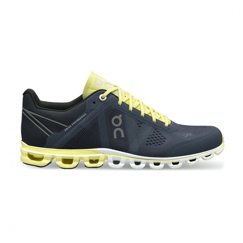 On Cloudflow Dark Blue Yellow Women's Shoes