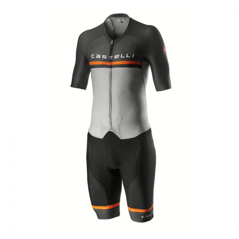 Castelli Sanremo 4.0 Rosso Corsa Integralanzug Grau Orange Trisuit