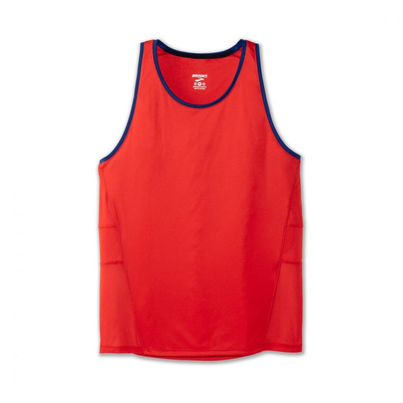 Brooks Stealth Singlet T-Shirt Red Blue