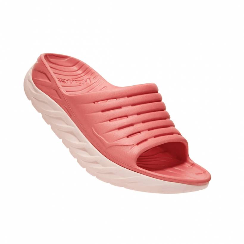 Hoka One One ORA Recovery Slide Pink White Woman Flip Flops