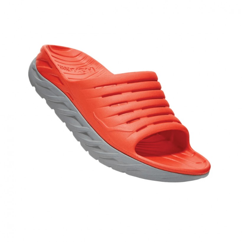 Hoka One One ORA Recovery Slide Orange Gray Man Flip Flops