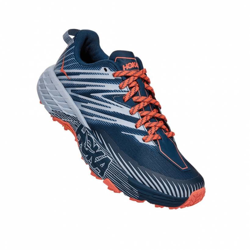 Hoka One One Speedgoat 4 Niebieskie Pomarańczowe Buty Damskie SS20
