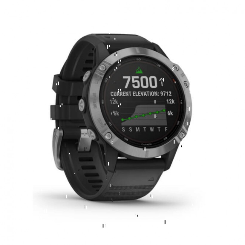 Garmin Fenix 6 Solar plateado con correa negra