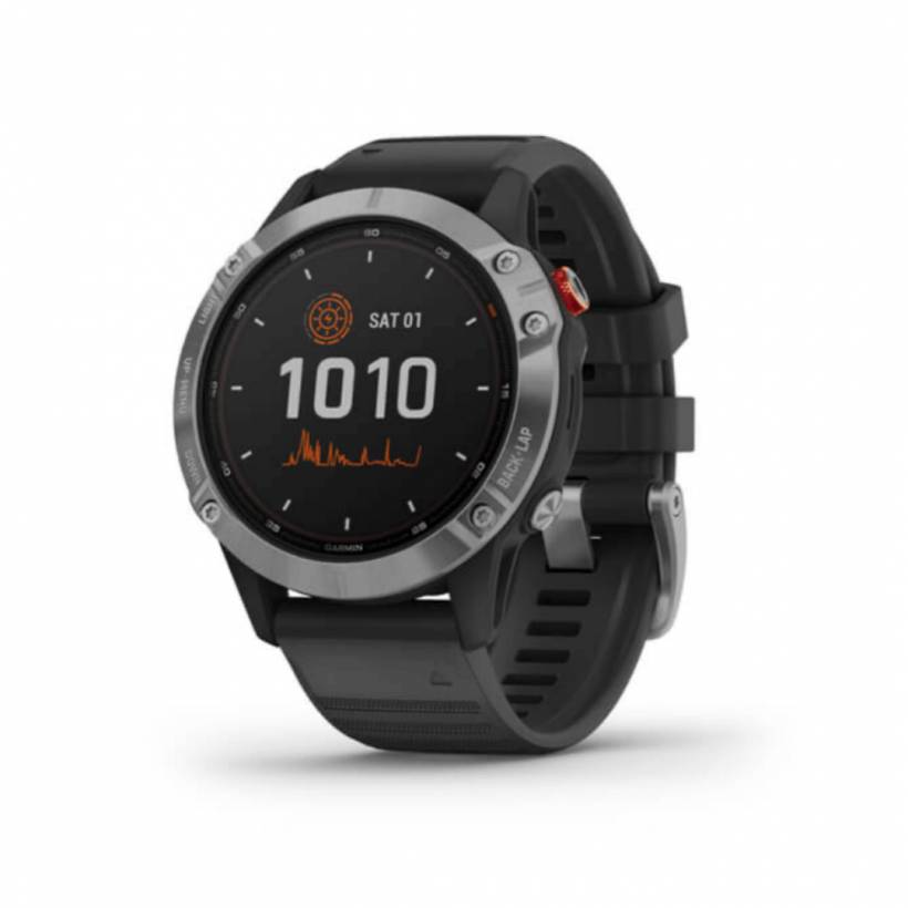 Garmin Fenix 6 Solar argent avec bracelet noir