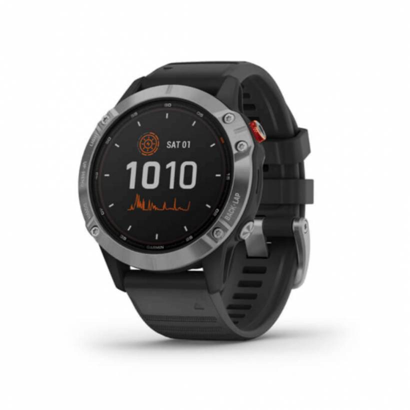 Garmin Fenix 6 Solar prata com pulseira preta