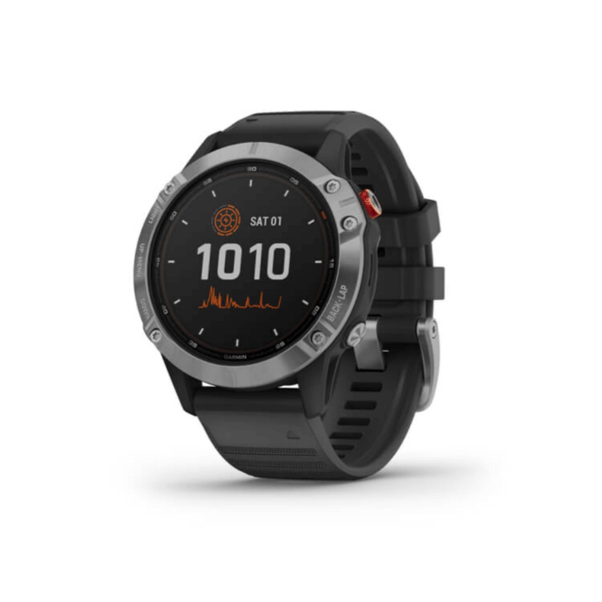 Garmin Fenix 6 Solar plateado con correa negra