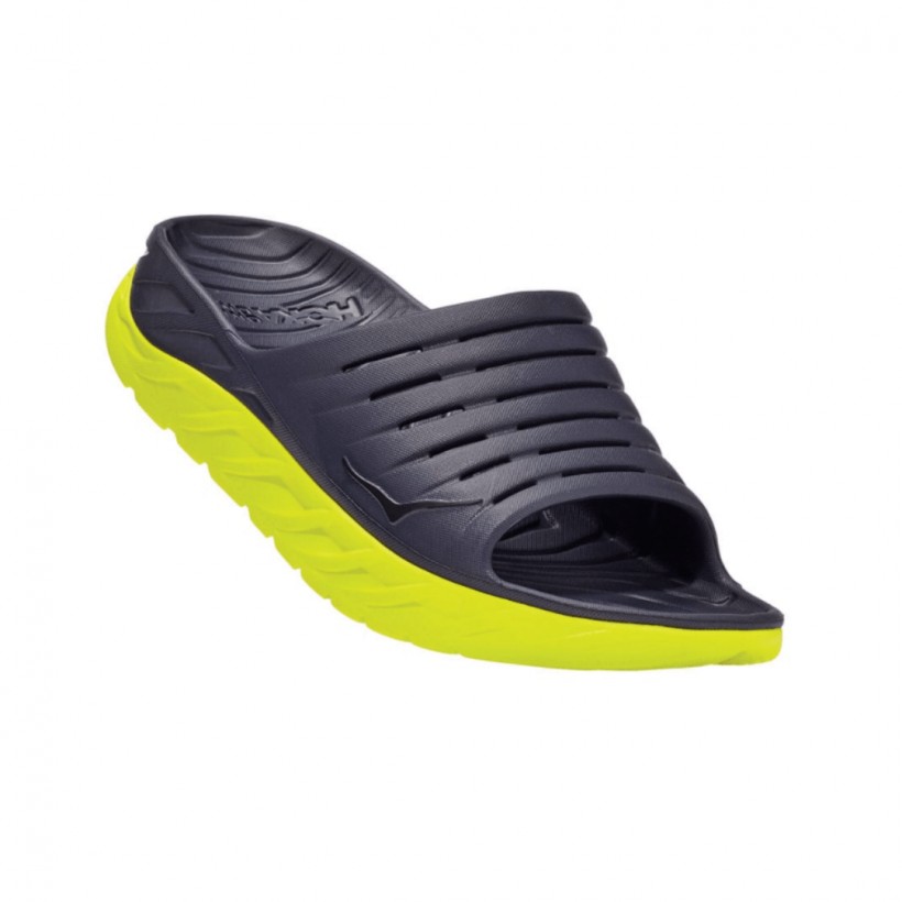 Hoka One One ORA Recovery Slide 2 Black Yellow Flip Flops Man