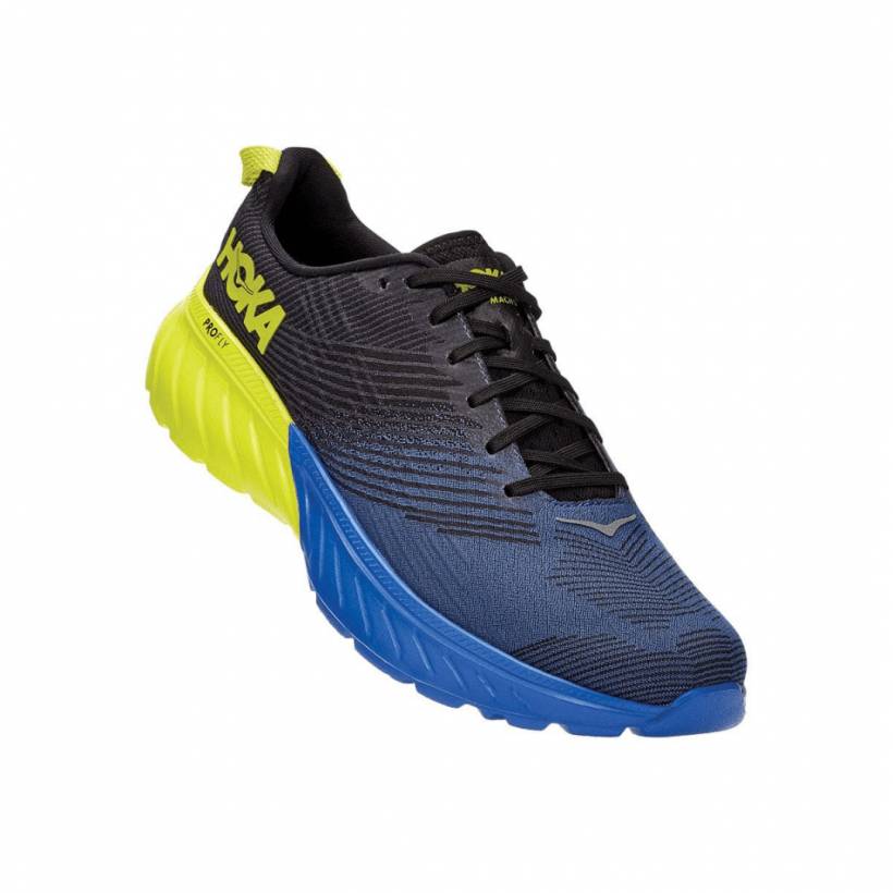 Sapatos Hoka One One Mach 3 Azul Amarelo AW20 Masculino