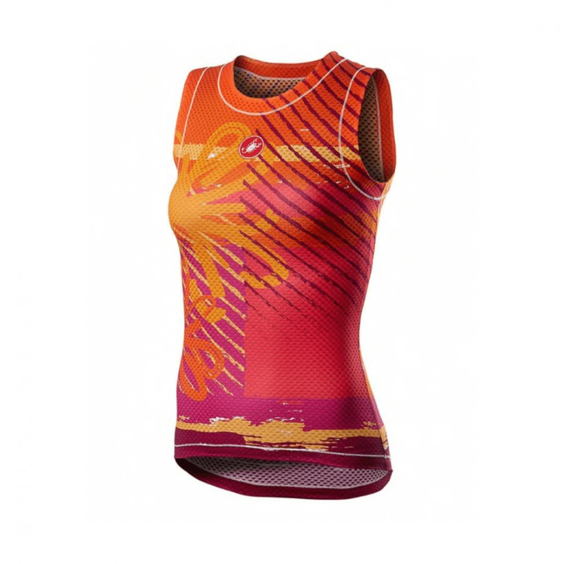 Castelli Pro Mesh Sleeveless Base Layer Orange Red Woman